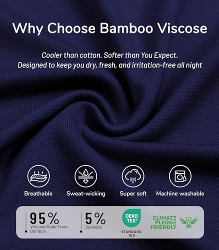 Image of NACHILA Pajamas Set for Women-Viscose Made from Bamboo, Sleeveless Pjs Cool V Neck Sleepwear Soft Capri Pants Pajama Sets