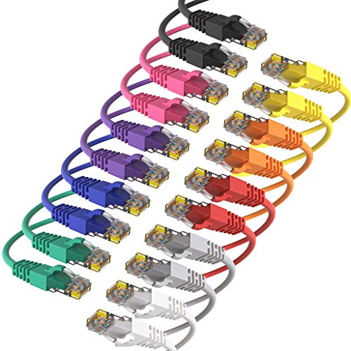 Maximm Ethernet Cable Cat6 Snagless - 12 Feet - Multi-Color - [20 Pack] - Pure Copper - UL Listed - Cable Ties Included