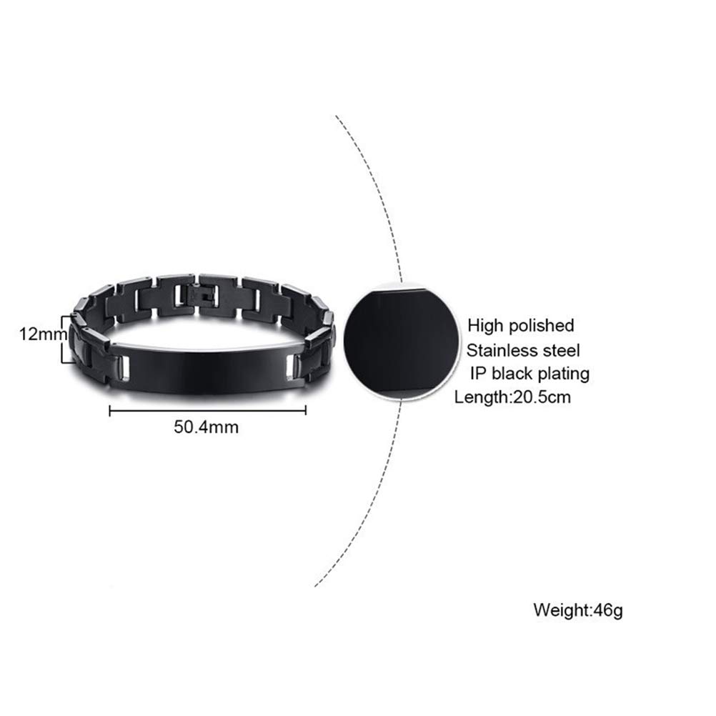 Fashion Month Bracelet d'identification en acier inoxydable pour homme et femme Gravure personnalisée avec nom Love Logo Chaîne 20,50 cm