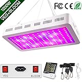 [page_title]-1200W LED Pflanzenlampe, WAKYME Einstellbar Volles Spektrum Zwei Schalter Pflanzenleuchte mit Thermometer Feuchtigkeitsmesser & Leistungsstarkem Kühlsystem für Gemüse und Blumen im Innenbereich