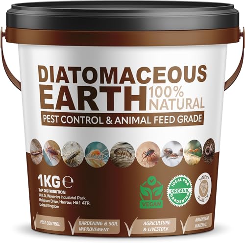 Diatomaceous Earth Powder Bucket Duster Pest Control Natural Insecticide Powder Bed Bug Killer Mites Flea & Tick Ant Killer Crawling Insect Solution Non-Toxic DE Feed Grade (1kg)