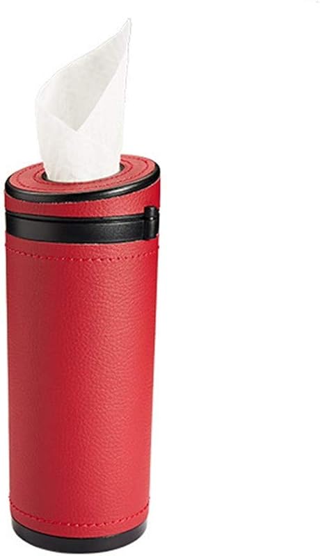 Porta-lenços cilíndrico MiOYOOW em couro sintético PU para porta-copos automotivo, vinho tinto