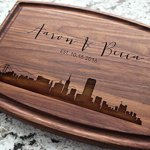 Classic Monogram Wedding Personalized Cutting Board - Engraved Custom Cutting Board, Wedding, Housewarming, Anniversary, Engagement, Closing Gift (050)