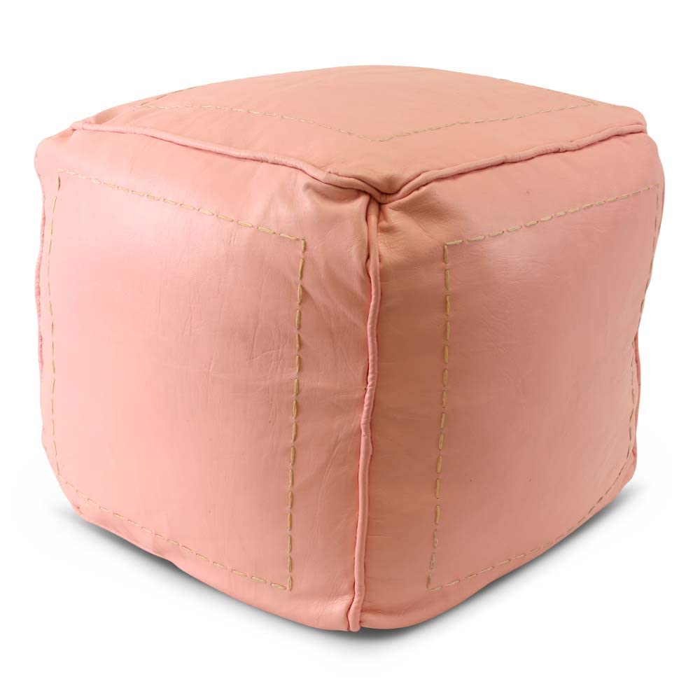 Pouf marocaine Cuir Blush Carré