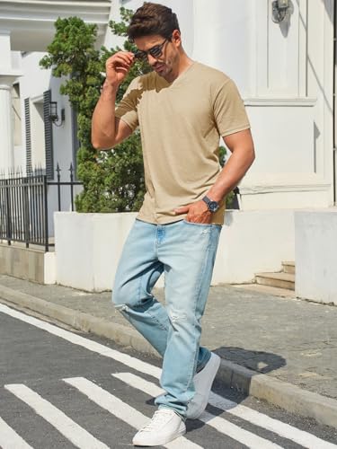 Runcati Mens T-Shirts Short Sleeve V Neck Casual Classic Shirt Summer Stretchy Regular Fit Lightweight Tees4