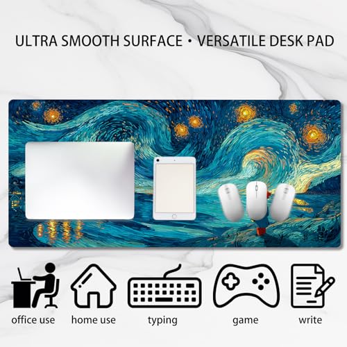 Image of Nuxovilar Professional Large Mouse Pad & Computer Game Mouse Mat (35.4x15.7IN, Blue - Green Flowing Abstract Art) (90 * 40cm Blue - Green Flowing Art)