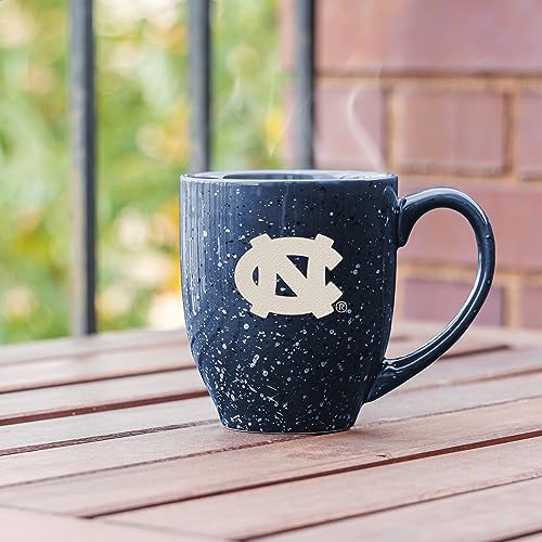 Image of Rico Industries NCAA North Carolina Tar Heels Navy Blue Personalized 16 oz Team Color Laser Engraved Speckled Ceramic Coffee Mug