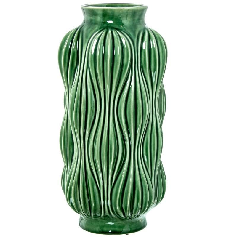 Vase de sol en céramique vert brillant pour décorer un coin