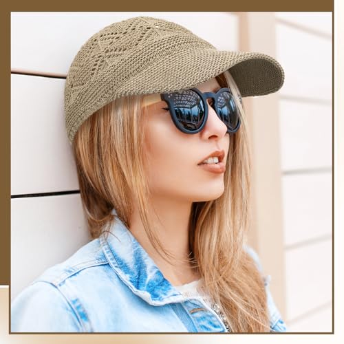 Image of Hercicy 2 Pcs Baseball Cap for Women Knit Mesh Trucker Hats Summer Breathable Outdoor Ballcap