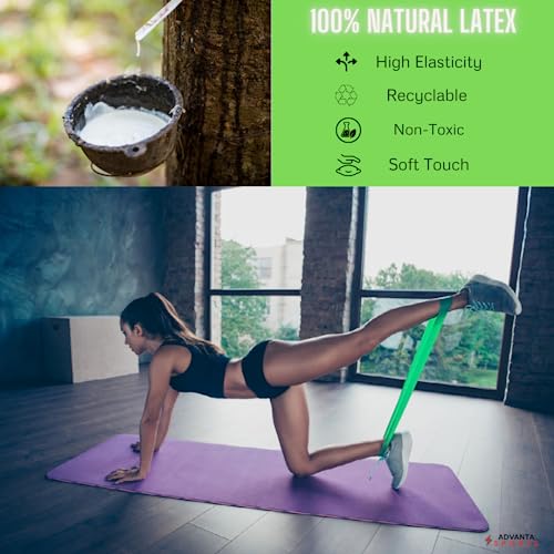 Advanta Sports Resistance Loop Exercise Bands, Set Of 5 Colors. Home Fitness, Stretching, Therapy, Workout –Carry Bag & Guide #TOP2