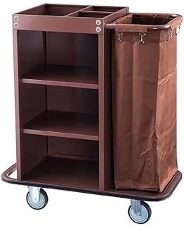 Multifunktionale Housekeeping Caddy, kompakte Service Trolley, Hotel Reinigungswagen mit abnehmbaren Leinwand Taschen & Schließräder,A Style
