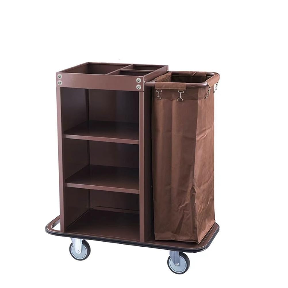 Carrello Multiuso per Pulizia, Carrello Compatto per Servizio, Carrello per Pulizie Hotel con Borse in Tela Rimovibili e Ruote con Blocco per Pulizia di Hotel e Appartamenti,A Style