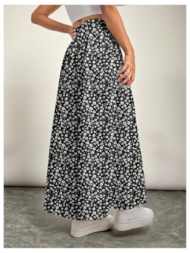 Verdusa Women's Plus Size Floral Slit Maxi Skirts Beach Vacation High Waisted Long Skirt2