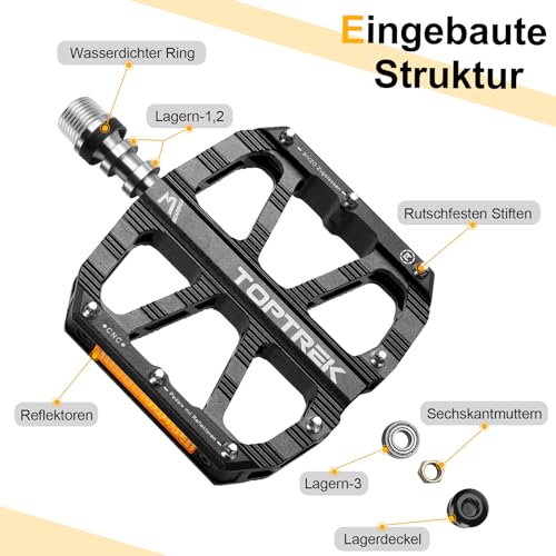 toptrek Fahrradpedale mit StVZO Zugelassen Reflektoren – Ansicht 3