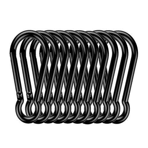 COFFEA Aluminum Carabiner Clip, Durable Spring Snap Hook Key Chain Buckle Clips for Camping Hiking Fishing Traveling (10 Pack)
