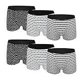 Uizuooy Jungen Boxershorts Kinder Unterhosen Angenehme Unterwäsche Jungenboxer aus Baumwollen 6er Pack Totenkopf Muster Schwarz Weiß Grau 158-164
