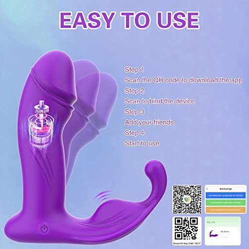Axfly Wearable Wiggling G Spot Sex Toys Butterfly Vibrator With 10 Vibrating & 3 Wiggling Modes,App & Remote Control Rechargeable Dildo Clitoral Stimulation Butterfly Vibrator For Couples Purple #TOP7
