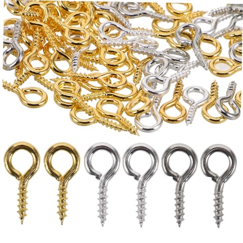 Cabilock Mini Screw Eye for Jewelry Making Threaded Clasp Hook Findings for Crafts for Necklaces Earrings and Unique Present Creations