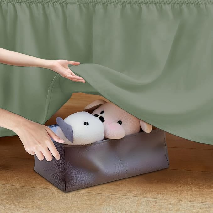 Miniatura 4 de Falda de cama con volantes para cuna, falda de microfibra para bebé, niñas (28 x 52 x 14 pulgadas), color salvia sólido