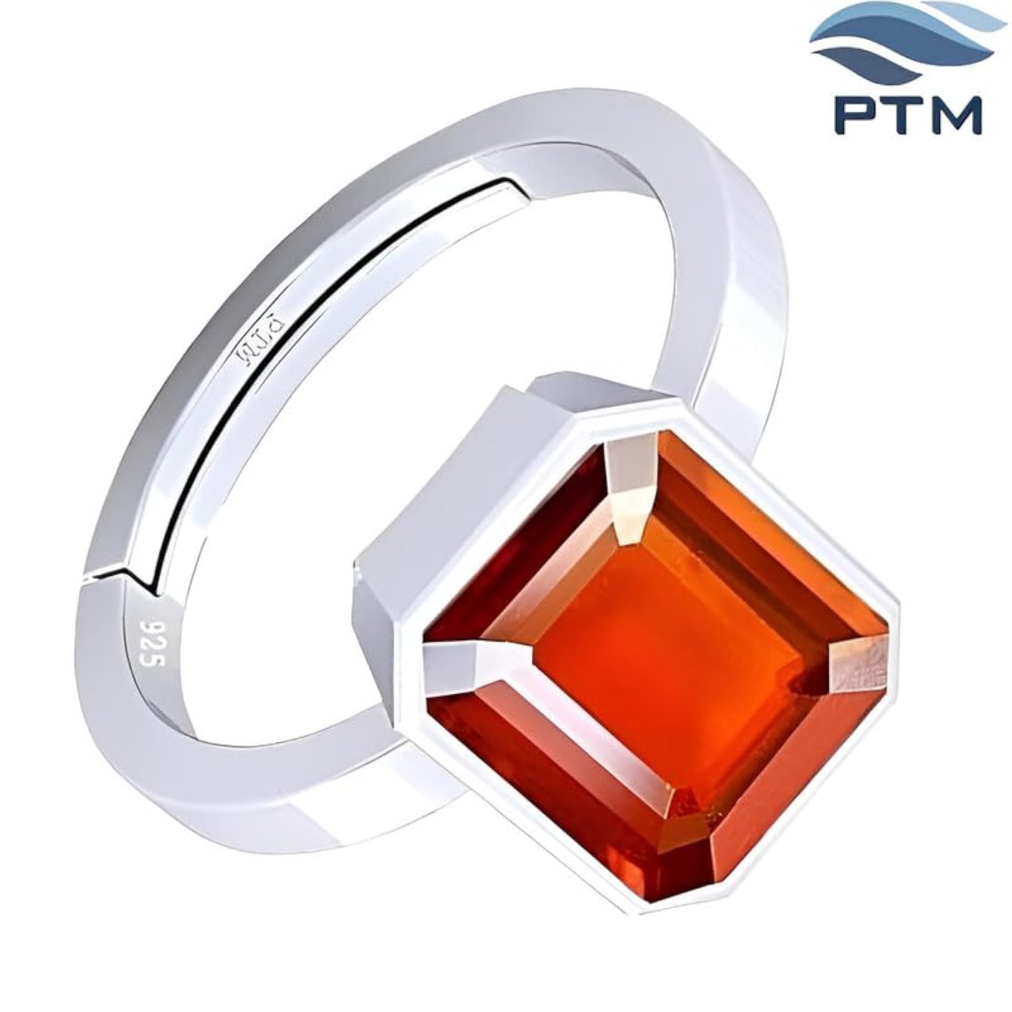 925 Sterling Silver Hessonite Gomed Adjustable Ring, Unisex