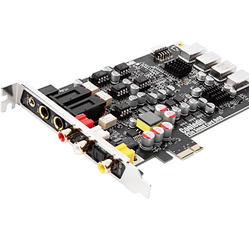 Cooledit AXF-16PRO+ Hi-Res PCIe Sound Card, ESS SABRE-9038 DAC, DTS/Dolby Support, TRS/RCA/Digital Outputs, Black