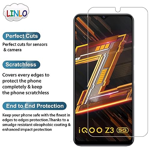 Image of Tempered Glass Screen Protector Compatible for iQoo Z6 5G / iQoo Z3 5G with Full Screen Coverage; Except Edges and Easy Installation Kit(Transparent), Pack of 1