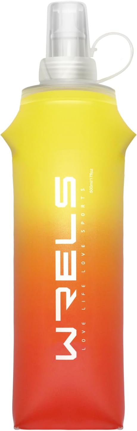 Soft Flask Hydration Flask Toleran Running Water Bottle Marathon Climbing Water Supply Bottle 250ml/500ml Collapsible Water Bottle Hydration Lightweight Trail Cycle (500ml, Yellow)
