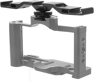 BGNing Dual Cold Shoe Mount Bracket, Dual Cold Shoe Mount Extension Bar, Aluminum Flash Bracket with 1/4