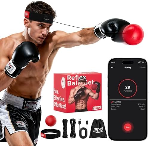 Boxing Reflex Ball Upgraded with Bluetooth Punch Counter App, Rec...