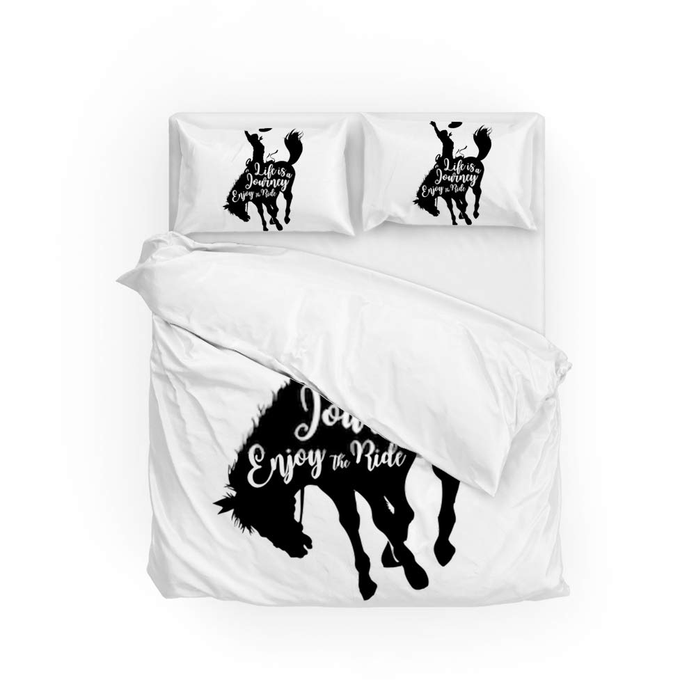 Parure de lit imprimée cowboy et cheval sauvage avec housse de couette microfibre