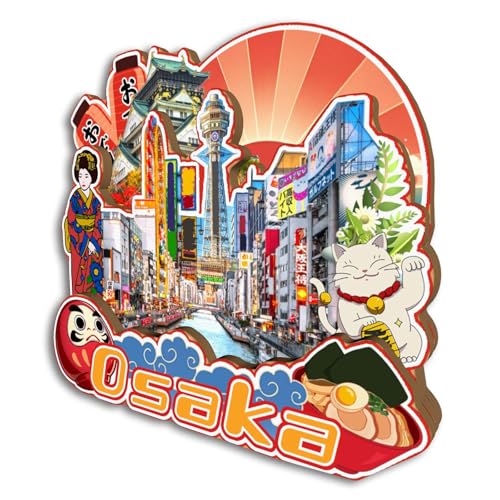Imán para refrigerador Osaka Japón decorativo redondo miniatura 2