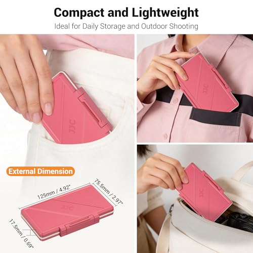 Image of Hot Pink 36 Slots Memory Card Case Water-Resistant Anti-Shock Memory Card Wallet for 24 Micro SD SDXC SDHC TF Cards and 12 SD SDXC SDHC Cards