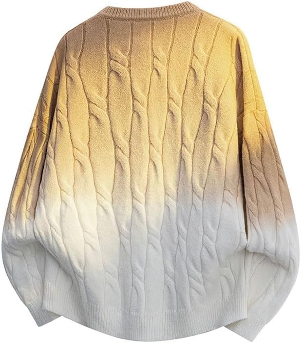 Men's Knitted Sweater Creative Gradient Color Round Neck Loose Large Sweaters