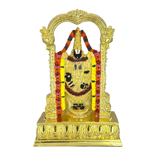Image of Gold Plated Tirupati Balaji Idol | Vastu-Approved Lord Venkateshwara Murti for Home, Office, Pooja & Gifting | Symbol of Prosperity, Wealth, Peace & Success | Size: 13 x 6 x 20 cm