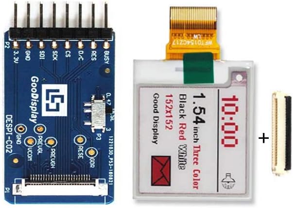 GooDisplay 1.54 Inch E-Paper Screen with Connection Adapt Board E Ink Display Electronic Paper Display Panel Three Colors Black Write and Red with Communication Board Development