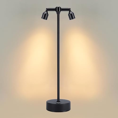 IMAGE Rechargeable Cordless Spotlight, Table Spotlight Accent Lighting for Plants Pictures Artwork Jewelry Showcase Model Display Shelves Cabinet Table Lamp for Home Restaurant Dinner Bar Warm White
