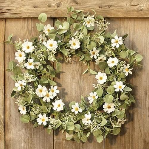 Miniatura 10 de First of a kind Esta corona de limón frondoso (18 pulgadas)  Corona de primavera artificial para puerta delantera  Corona de flores grande para