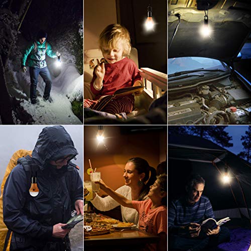 LE Camping Lamp, Portable Tent Lamp, LED Camping Lantern, Camping Light, Bulb Set Emergency Light 4 Pieces for Camping Adventure Fishing Garage Emergency Power Outage, 12 AAA Batteries Included - Image 8