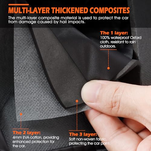 Image of Hail Protector Car Cover, Waterproof Thickened EVA Car Cover for Jeep Wrangler 2 Door 1987-2025 JK JL CJ YJ TJ Outdoor Waterproof Sun Rain Snow Hail Protection with Driver Door Zipper