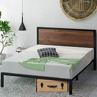 ZINUS Mory 30 cm Metal and Wood Platform Bed Frame | Wood Slat Support | For Adults, Kids, Teenagers | Easy Assembly | Single | Brown