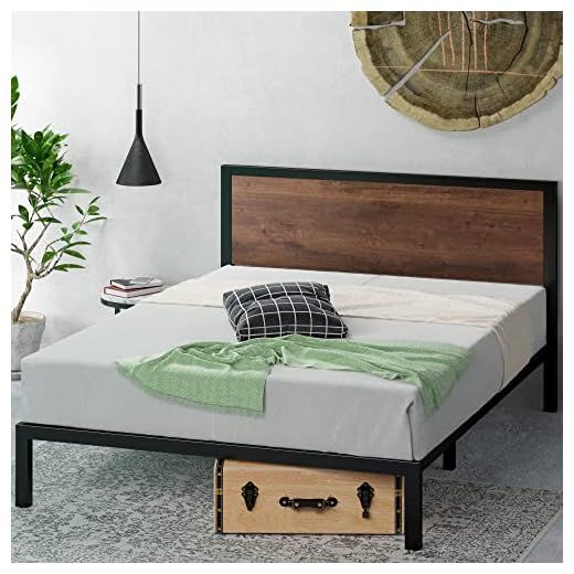 Zinus Mory King size Bed frame - Bed 150x200 cm - 30 cm Height with Underbed storage - Metal and Wood Platform Bed frame with Wood slat support - Brown and Black 25 Zinus Mory King size Bed frame - Bed 150x200 cm - 30 cm Height with Underbed storage - Metal and Wood Platform Bed frame with Wood slat support - Brown and Black