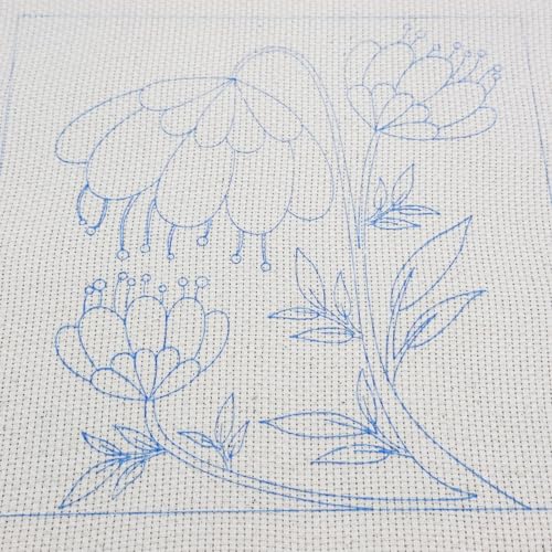 Image of Allazone Punch Needle Kit Frame, Punch Needle Embroidery Kits, Square Punch Needle Fabric with Flower Pattern, Hoop, Yarns, Punch Needle (Beige and Pink)