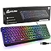 KLIM Chroma Clavier Gamer AZERTY FR + Version 2022 + Durable, Ergonomique, Waterproof, Touches Silencieuses, USB + Clavier Filaire Rétroéclairé LED pour PC Gaming PS4 PS5 Mac + Noir