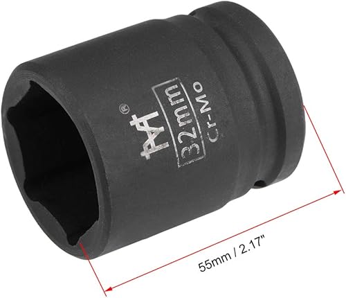 Miniatura 17 de uxcell 3/4 pulgadas de accionamiento por 1.417 in de zócalo de impacto poco profundo, acero de aleación Cr-Mo, 6 puntos, métrico