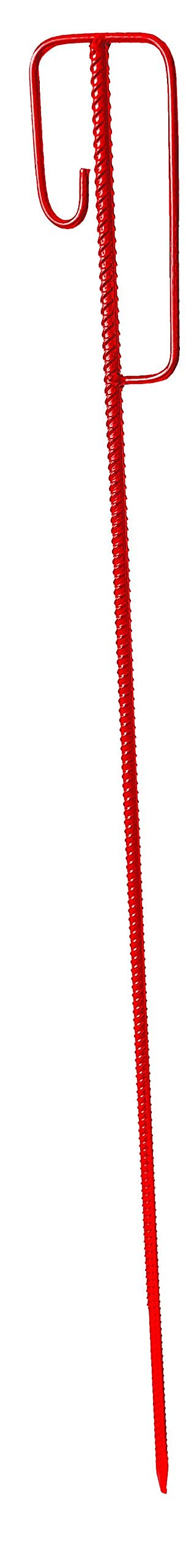 UvV Absperrleinenhalter Stahl Set mit 10 Stück Laterneneisen 1200 mm lang Ø14 mm mit UVV-Bügel für Fangzaun, Absperrungen, Parkplatz, Absperrkette oder Warnband (Rot)