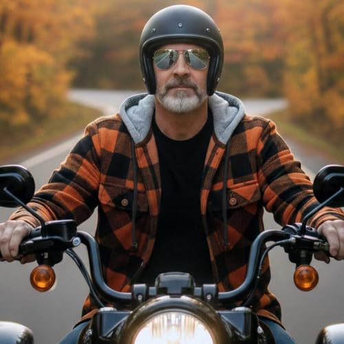 Image of Milwaukee Leather Men's Hooded Flannel Motorcycle Shirt w /CE Approved Armor - Reinforced w /Aramid Fibers