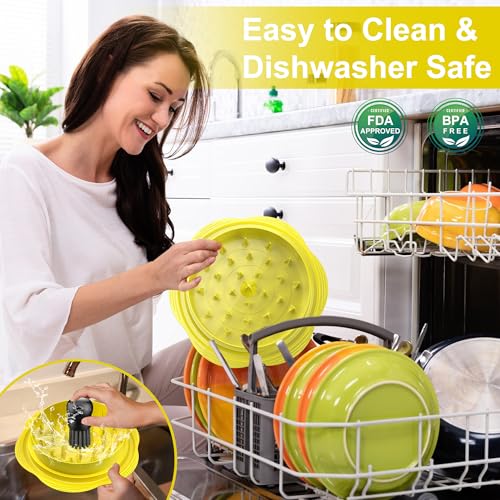 Image of Chicken Shredder Tool Twist Large Chicken Breast Shredder with Brush&Fork, Visible Meat Shredder Machine, Strong Anti-Slip Strip, Ergonomic Handle, BPA Free, Suitable for Pork Beef Chicken(Yellow)