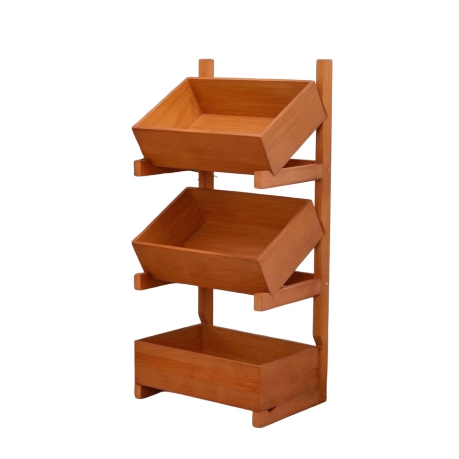 Colcolo Holzregal Holz Aufbewahrungsregal Organizer Ablageregal Standregal mit Zwei Schrägen Offenfächern aus Massivholz Kompakte Stellfläche für Wohnzimmer Flur Schlafzimmer Bad Büro, Style to 1