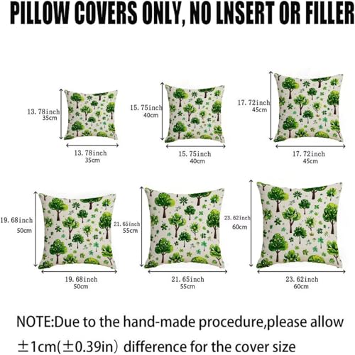 Housse de coussin lin vert imperméable 80x80 cm double face vintage
