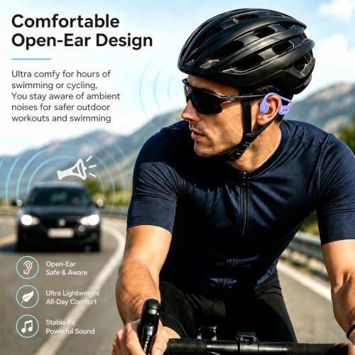 Image of Swimming Headphones Underwater, Open Ear Lap Swimming Earbuds Bluetooth6.0
